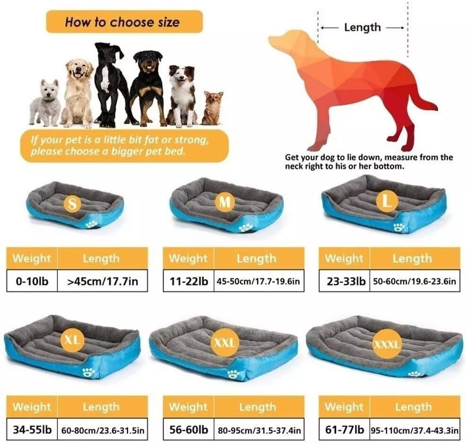 Rectangular Pet Bed – SQUARE Blue with Paws