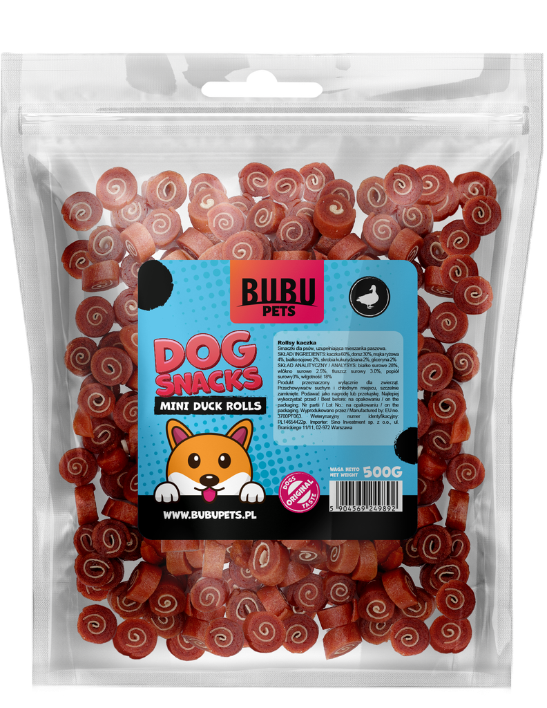 BB Dog Snacks 500g mini Duck || Lamb || Rabbit Pollock Rolls