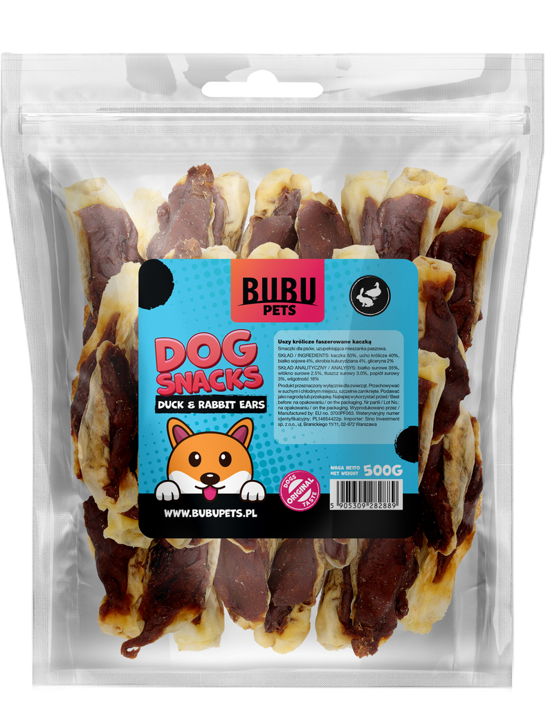 BB Dog Snacks 500g Duck Rabbit Ears