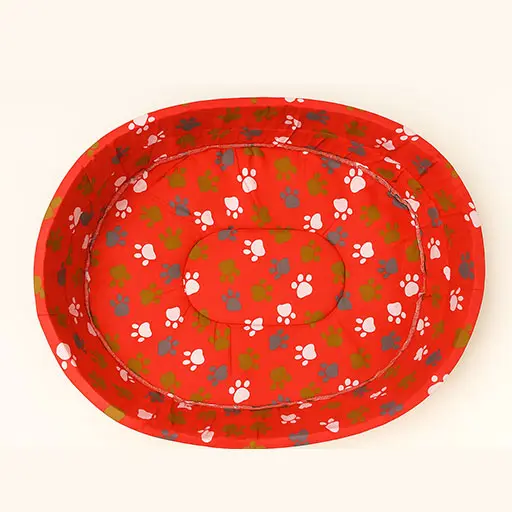 Pet Bed with Paws Red
