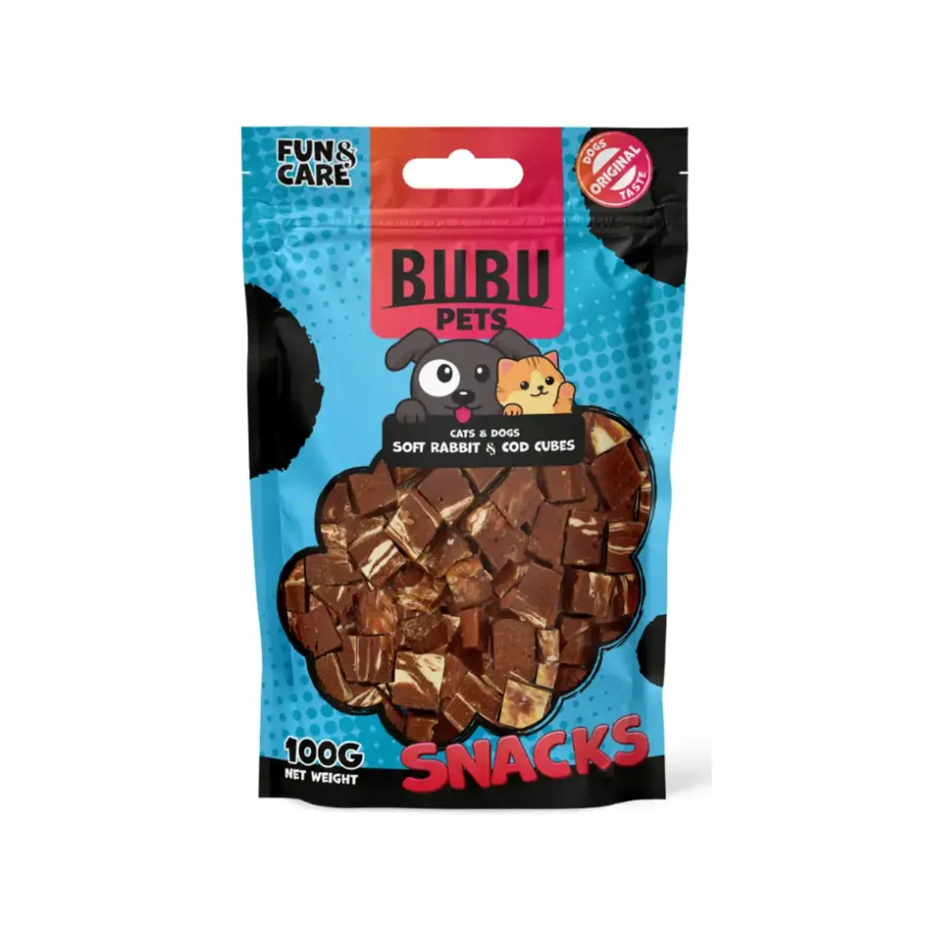 Dog treat 100g cubes with rabbit and cod