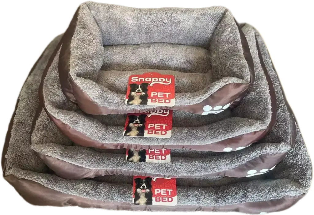Rectangular Pet Bed – SQUARE Brown with Paws 