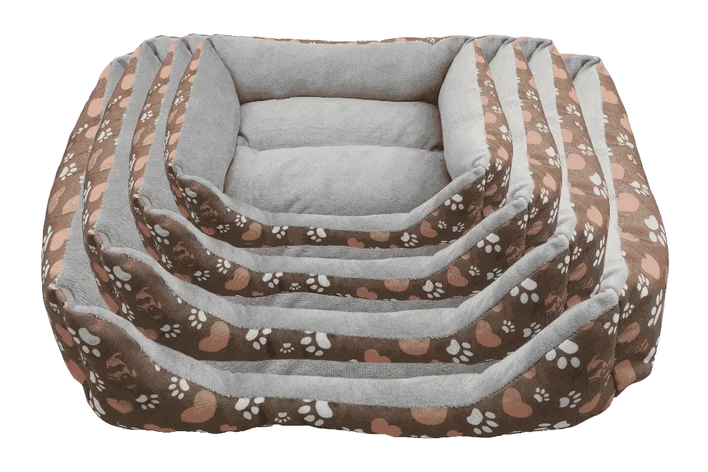 Rectangular Pet Bed PAWPRINT (Brown)