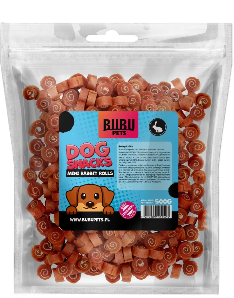 Dog Snacks Mini Rabbit Pollock Rolls 500g