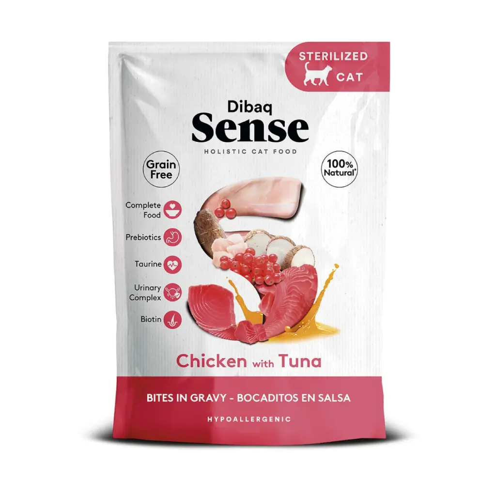 Dibaq Sense Grain Free Cat Adult Bites in Gravy Chicken with Tuna 100gr