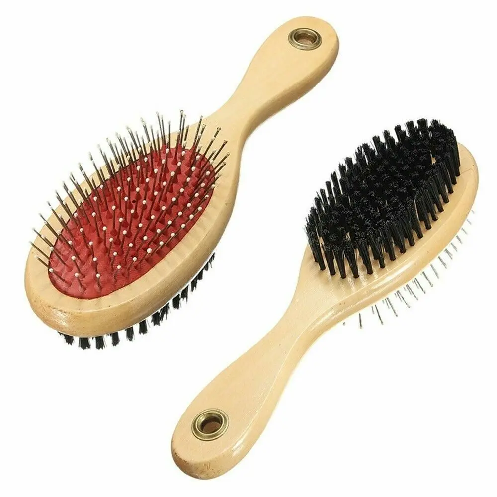 Dual-Sided Wooden Pet Brush