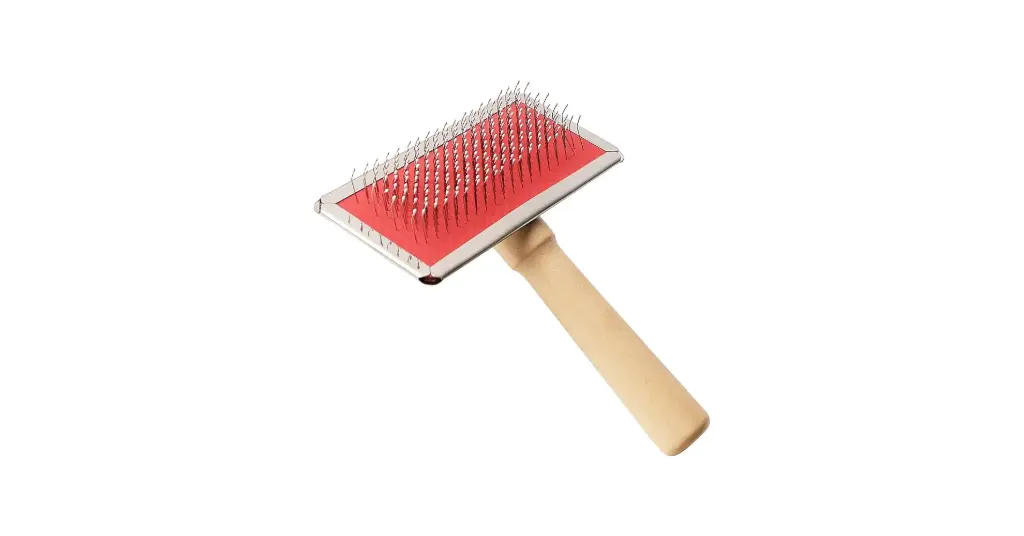 Slicker Brush with Wooden Handle