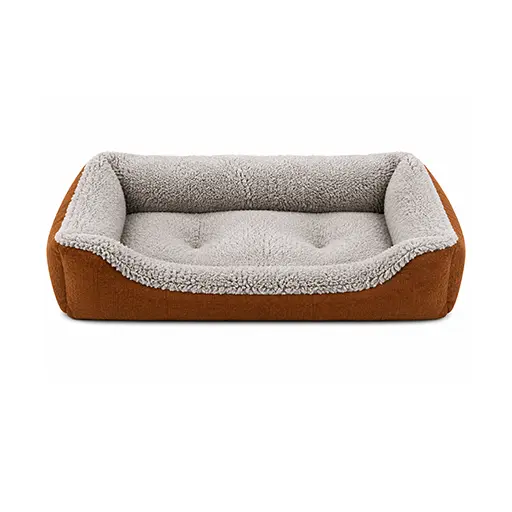Pet Bed - Cozy Haven – Rusty Orange & Grey