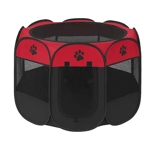 Pet Playpen (Foldable) – Red & Black