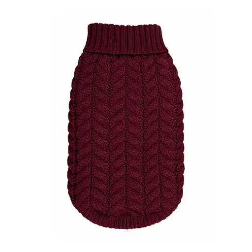 Nordic Cable Knit Winter Dog Jumper – Rich Maroon