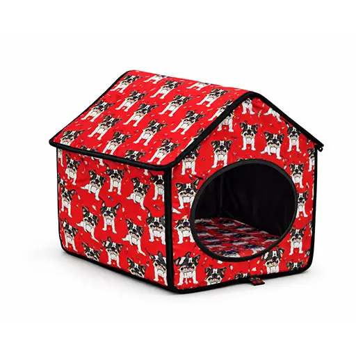 PawLodge Soft Pet Home – Red Fun Print