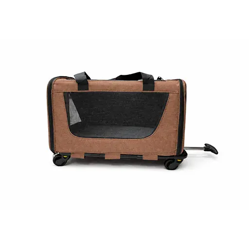 ComfyGo Rolling Pet Carrier Trolley – Coffee Brown