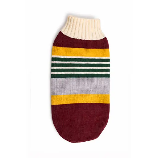 Autumn Stripe Knit Sweater – Burgundy & Mustard