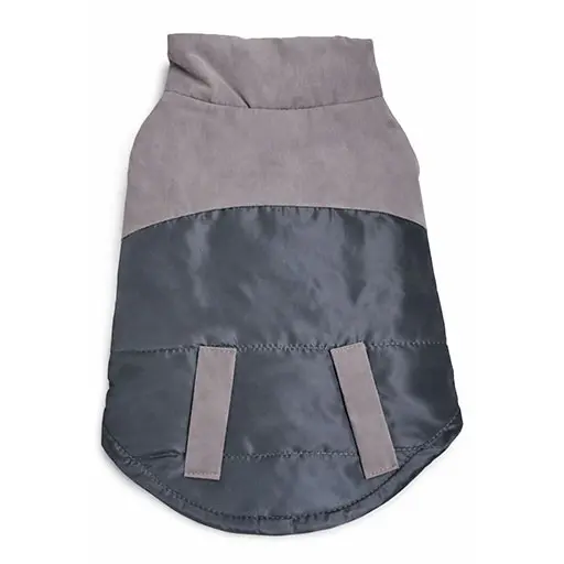 Two-Tone Winter Dog Jacket – Grey & Charcoal