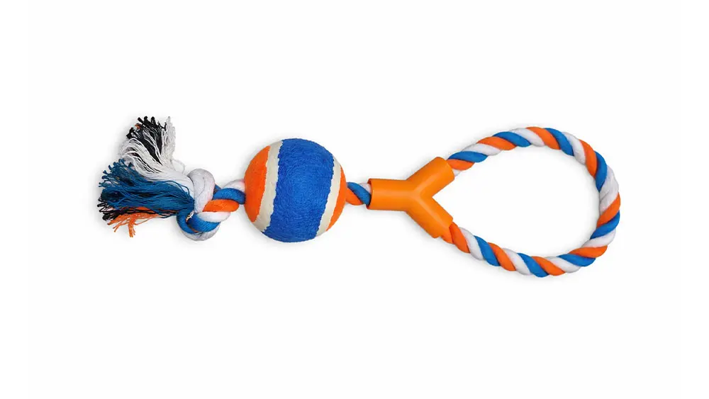 Dog Rope Tug Toy with Tennis Ball