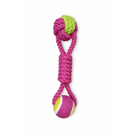 Dog Rope & Tennis Ball Tug Toy – Power Play Edition