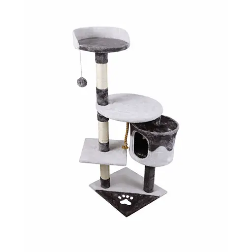 Cat Tree with Scratching Posts & Hideaway – 111.5cm