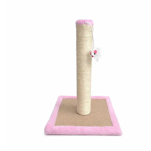 Sisal Cat Scratching Post with Mouse Toy – Pink