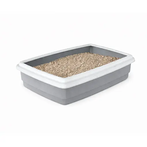 Open Cat Litter Tray with Rim