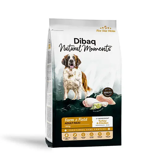 Dibaq Natural Moments Farm & Field Adult Maxi – Turkey & Chicken Dry Dog Food (12kg)