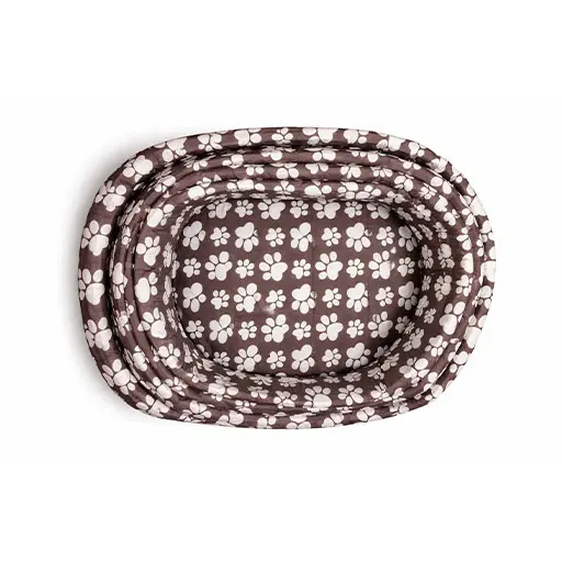 PawPrint Comfort Nest Pet Bed (Brown & White)