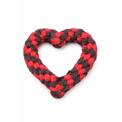 Heart-Shaped Rope Dog Toy – Durable Braided Cotton Chew Toy