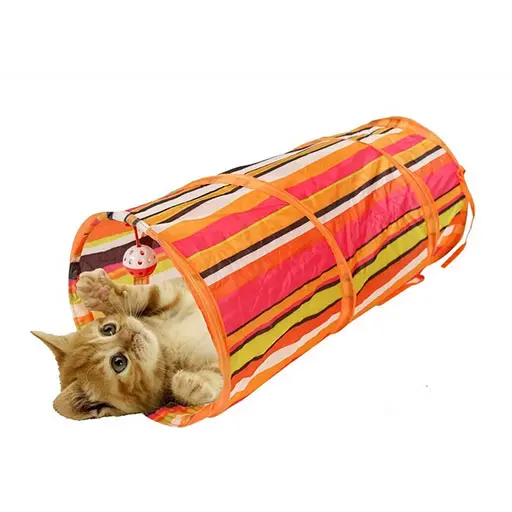 Cat Play Tunnel with Hanging Toy – Foldable Interactive Cat Tunnel