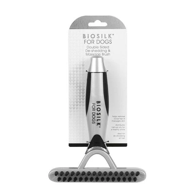Biosilk Double Sided De-Shedding Blade & Massage Brush For Dogs 