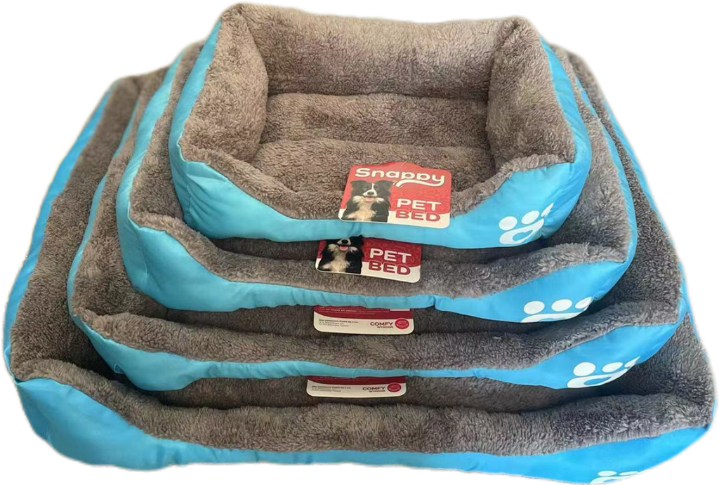 Rectangular Pet Bed – SQUARE Blue with Paws