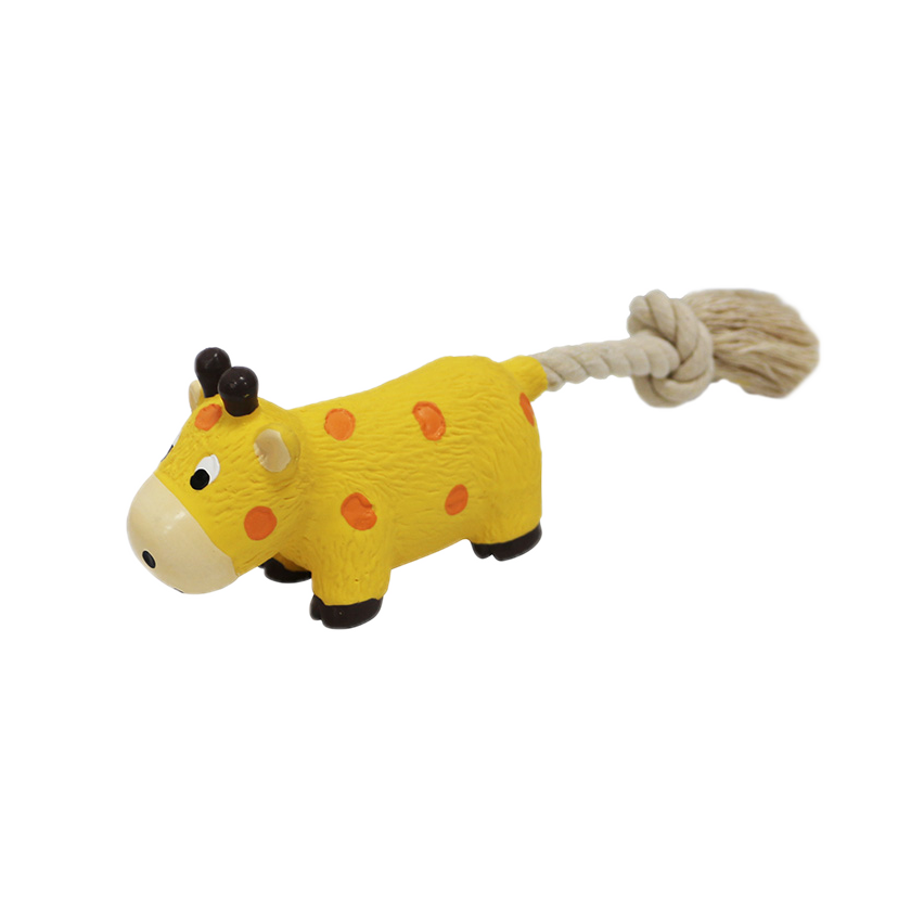BB dog toy latex deer on a rope with squeaker 27cm
