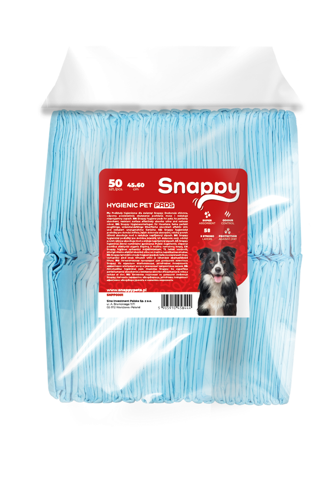 SNAPPY Hygienic Pet Pads 45x60cm Blue 26g, 50pcs/bag