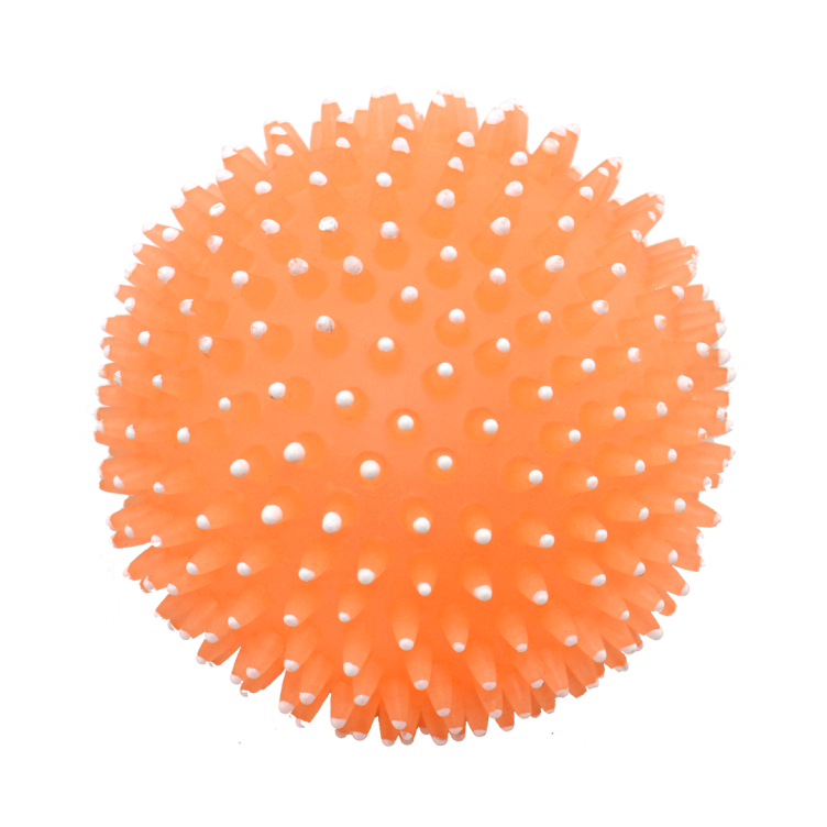 BB Dog Toy – Phosphorescent Spiky Ball with Squeaker (9cm, Orange/Yellow)