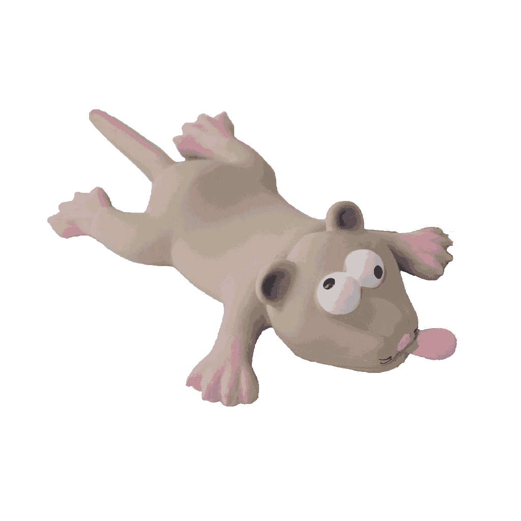 BB Dog Toy – Latex Mouse with Squeaker (22cm, Beige/Grey)