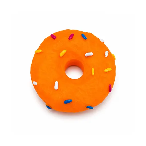 Orange Squeaky Doughnut Pet Toy