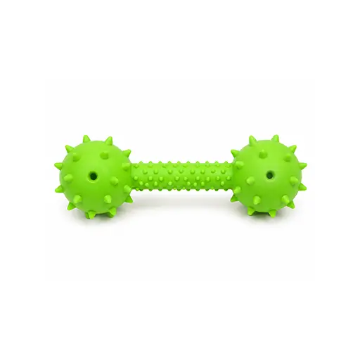 Spiky Rubber Dumbbell Pet Toy with Squeaker