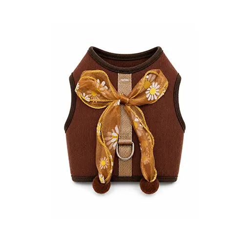Elegant Floral Vest Harness for Dogs & Cats DARK BROWN