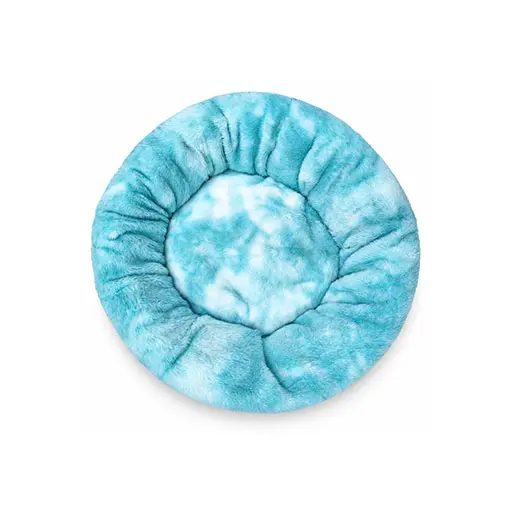 Round Plush Pet Bed – Aqua Blue
