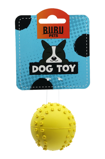 [PT0067-A (YELLOW)] Dog Toy Baseball Ball With Spikes And Squeaker