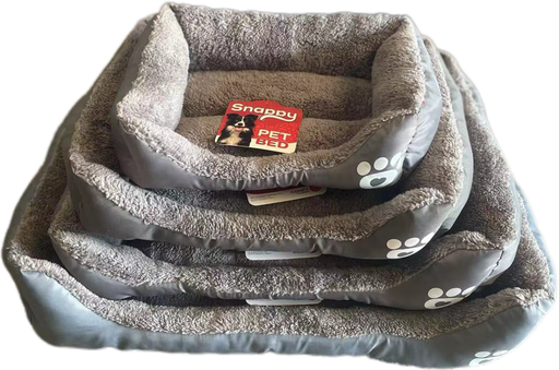 Rectangular Pet Bed – SQUARE Grey with Paws