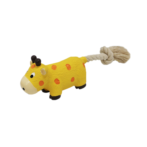 BB dog toy latex deer on a rope with squeaker 27cm
