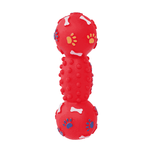 [PT0087-A (RED)] BB dog toy dumbbell in paws with a squeaker 14cm red