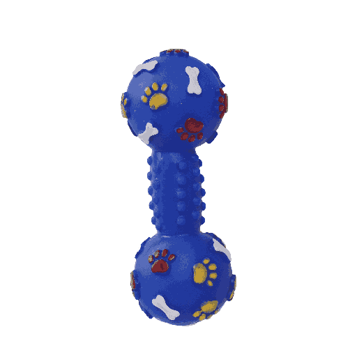 BB Dog Toy – Dumbbell in Paws with Squeaker (24cm, Red/Blue/Yellow)