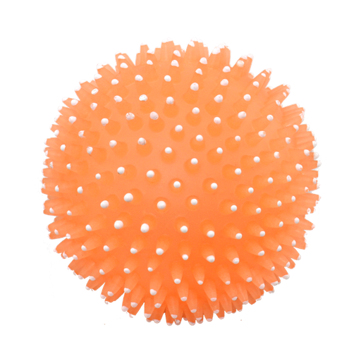 BB Dog Toy – Phosphorescent Spiky Ball with Squeaker (9cm, Orange/Yellow)