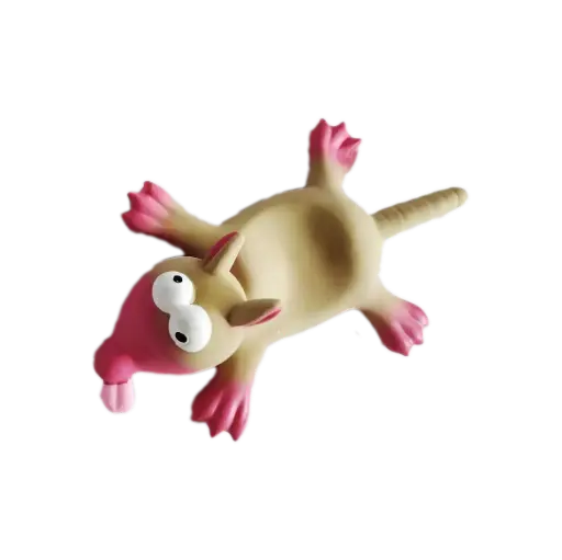 BB Dog Toy – Latex Mouse with Squeaker (22cm, Beige/Grey)