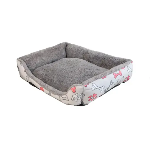 [SNPB0003M-b (grey)] Snappy Rectangular Pet Bed Box Grey M 54*39*9cm