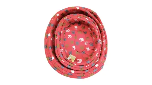 Pet Bed with Paws Red