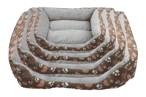 Rectangular Pet Bed PAWPRINT (Brown)