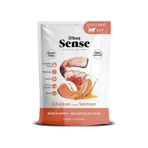 Dibaq Sense Grain Free Cat Adult Bites in Gravy Chicken with Salmon 100gr