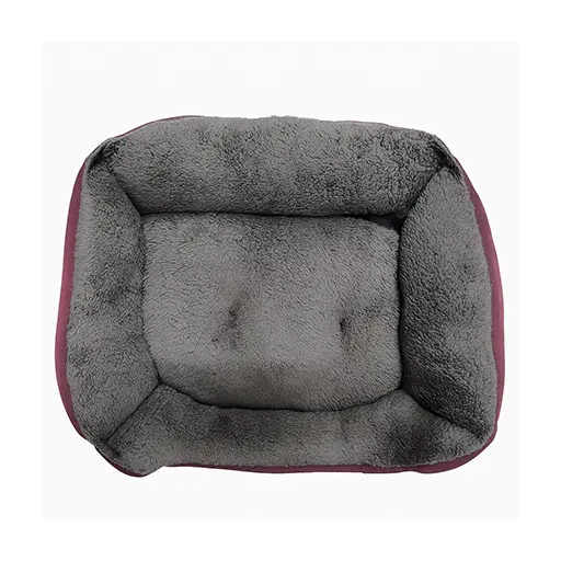 Plush Comfort Pet Bed – Grey & Maroon