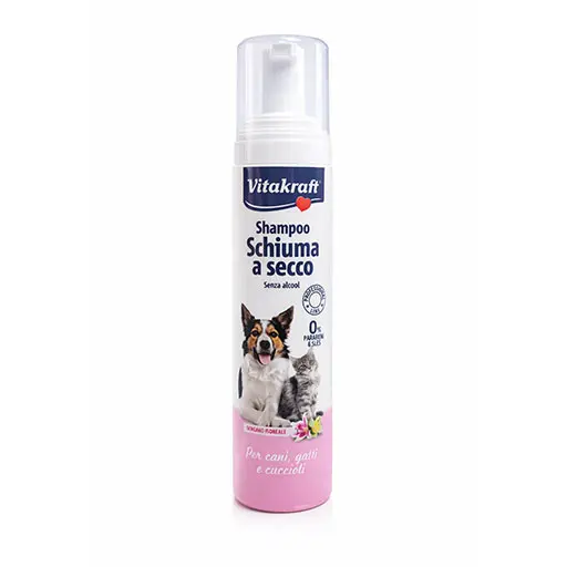 Vitakraft Dry Foam Shampoo for Dogs & Cats – Alcohol-Free (Floral Scent)